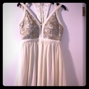 Formal White Dress with Cutout Back